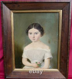 Portrait of a Young Girl, Louis Philippe Era, Oil on Canvas from the 19th Century