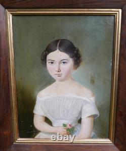 Portrait of a Young Girl, Louis Philippe Era, Oil on Canvas from the 19th Century
