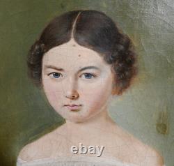 Portrait of a Young Girl, Louis Philippe Era, Oil on Canvas from the 19th Century