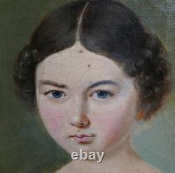 Portrait of a Young Girl, Louis Philippe Era, Oil on Canvas from the 19th Century