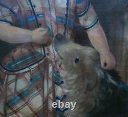 Portrait of a Young Girl with Dog, Louis Philippe Era, Oil on Canvas, 19th Century