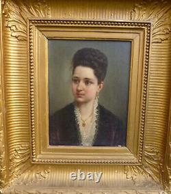 Portrait of a Young Woman Second Empire Period Oil/Panel of the 19th Century
