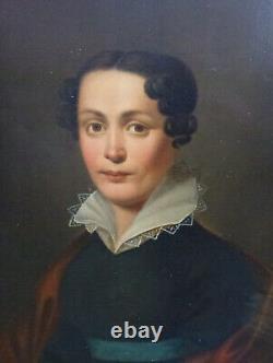 Portrait of a Young Woman from the Charles X Era	
<br/>Oil on Panel, Early 19th Century