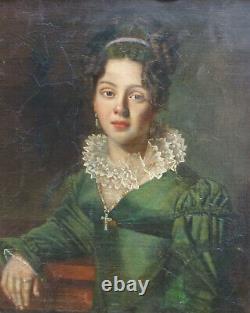 Portrait of a Young Woman in the Louis XVIII Era, Oil on Canvas, early 19th century.