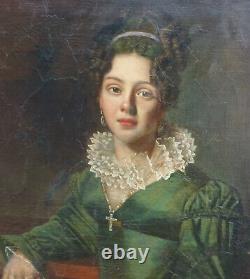 Portrait of a Young Woman in the Louis XVIII Era, Oil on Canvas, early 19th century.