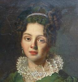 Portrait of a Young Woman in the Louis XVIII Era, Oil on Canvas, early 19th century.