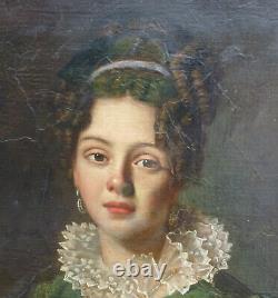 Portrait of a Young Woman in the Louis XVIII Era, Oil on Canvas, early 19th century.