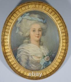 Portrait of a Young Woman in the Style of the 18th Century, Oil on Wood, 19th Century Period