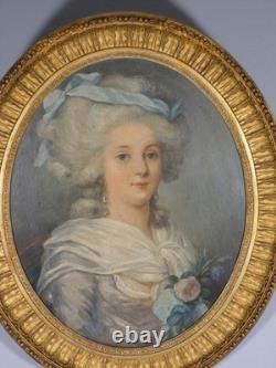 Portrait of a Young Woman in the Style of the 18th Century, Oil on Wood, 19th Century Period