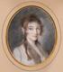Portrait Of A Young Woman, Pastel Oval, Restoration/empire Period, 19th Century