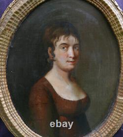 Portrait of an Oval Woman, First Empire Period, Oil on Canvas, Early 19th Century