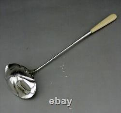 Pretty Punch or Cream Ladle in Solid Silver and Bone, 19th Century
