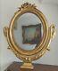 Psyche Mirror/ Oval Empire Period Giltwood Dressing Table With Gold Leaf Xix Century