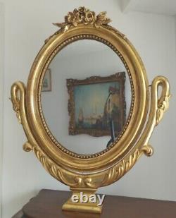 Psyche Mirror/ Oval Empire Period Giltwood Dressing Table with Gold Leaf XIX Century