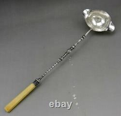 Punch Or Cream Ladle In Solid Silver And Bone, Era XIX