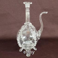 RARE Blown Glass Pissé Menu with Pinched Decor from the 19th Century