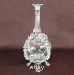 RARE Blown Glass Pissé Menu with Pinched Decor from the 19th Century