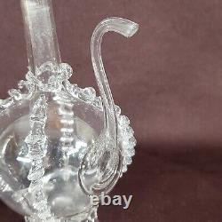 RARE Blown Glass Pissé Menu with Pinched Decor from the 19th Century