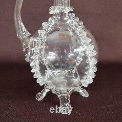 RARE Blown Glass Pissé Menu with Pinched Decor from the 19th Century