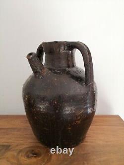 Rare Ancient Terracotta Oil Fire Varnished Era Xixth Century