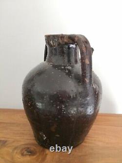 Rare Ancient Terracotta Oil Fire Varnished Era Xixth Century