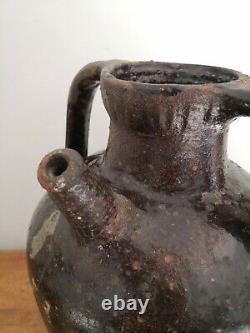 Rare Ancient Terracotta Oil Fire Varnished Era Xixth Century