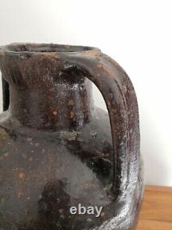 Rare Ancient Terracotta Oil Fire Varnished Era Xixth Century