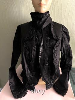 Rare Belle Époque black jet satin jacket & sequins Lisse & Cie Chaumont c. 1900