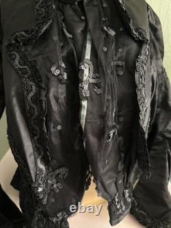 Rare Belle Époque black jet satin jacket & sequins Lisse & Cie Chaumont c. 1900