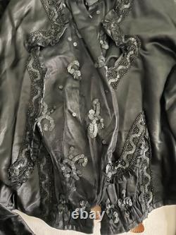 Rare Belle Époque black jet satin jacket & sequins Lisse & Cie Chaumont c. 1900