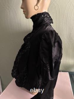 Rare Belle Époque black jet satin jacket & sequins Lisse & Cie Chaumont c. 1900