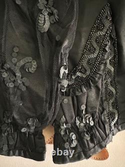 Rare Belle Époque black jet satin jacket & sequins Lisse & Cie Chaumont c. 1900
