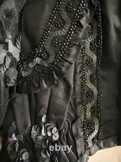 Rare Belle Époque black jet satin jacket & sequins Lisse & Cie Chaumont c. 1900