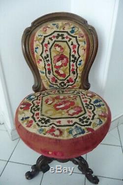 Rare Chair Harpist Napoleon III Nineteenth Swivel Seat To Restore