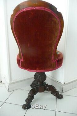 Rare Chair Harpist Napoleon III Nineteenth Swivel Seat To Restore