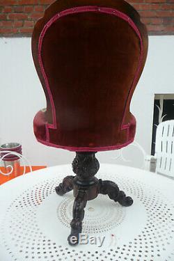 Rare Chair Harpist Napoleon III Nineteenth Swivel Seat To Restore