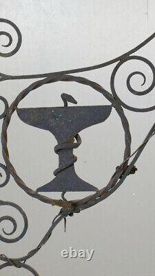 Rare Ensign Of Apothecary Or Pharmacy In Forged Iron, Era XIX