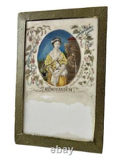 Rare Memorandum Porcelain Plate Paint Miniature Woman Medicine Age 19th
