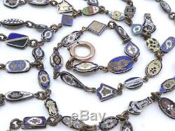 Rare Necklace Old Drapery With Numerous Medals Enamel Nineteenth Time