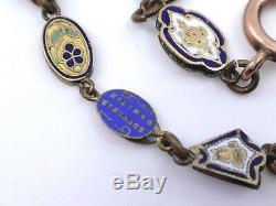 Rare Necklace Old Drapery With Numerous Medals Enamel Nineteenth Time