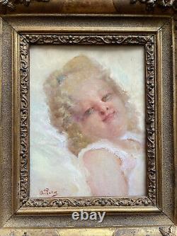 Rare Painting Alphonse Pellet Signed Late Xixth Portrait Belle Epoque Oil / Wood