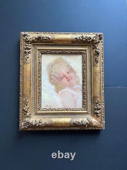 Rare Painting Alphonse Pellet Signed Late Xixth Portrait Belle Epoque Oil / Wood