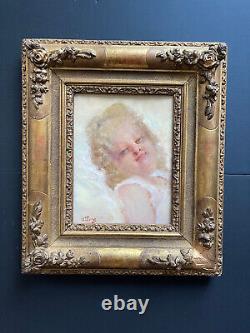 Rare Painting Alphonse Pellet Signed Late Xixth Portrait Belle Epoque Oil / Wood