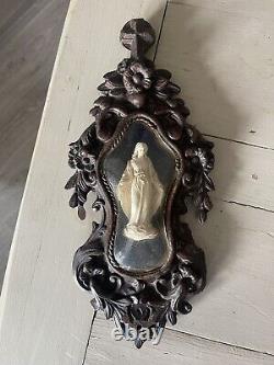 Rare Victorian 19th Century Virgin Mary Wooden Reliquary