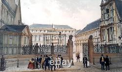 Rare large lithograph of the Palais des Beaux-Arts Paris in the Belle Epoque 19th century