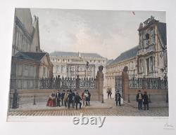 Rare large lithograph of the Palais des Beaux-Arts Paris in the Belle Epoque 19th century