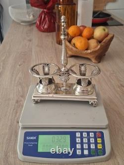 Rare solid silver vinegar and oil cruet, Empire / Restoration period, early 19th century