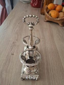Rare solid silver vinegar and oil cruet, Empire / Restoration period, early 19th century