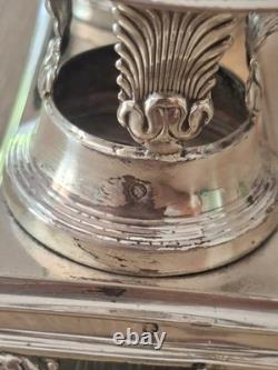 Rare solid silver vinegar and oil cruet, Empire / Restoration period, early 19th century