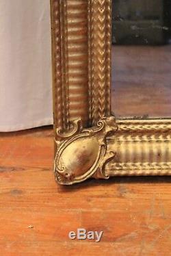 Rectangular Golden Mirror In Wood And Stucco Nineteenth Century